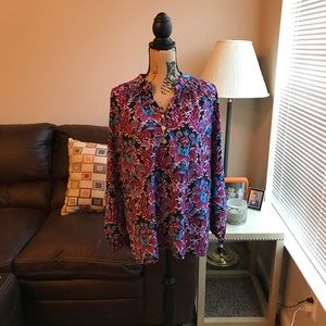 Like New Tracy Negoshian purple/blue Floral Blouse